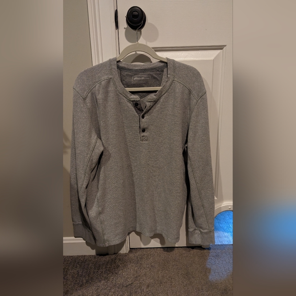 Men's Eddie Bauer Half button crew waffle shirt